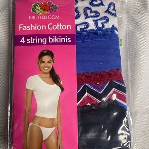 Fruit of the Loom Cotton Bikinis - Blue, Red, Black